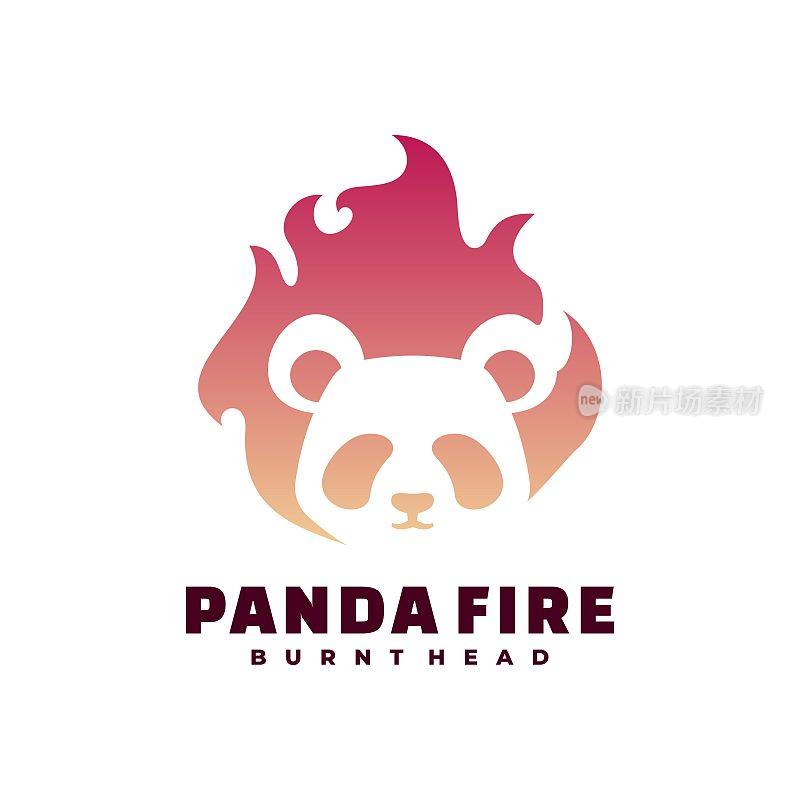 Vector Illustration Panda Fire Gradient Colorful Style.